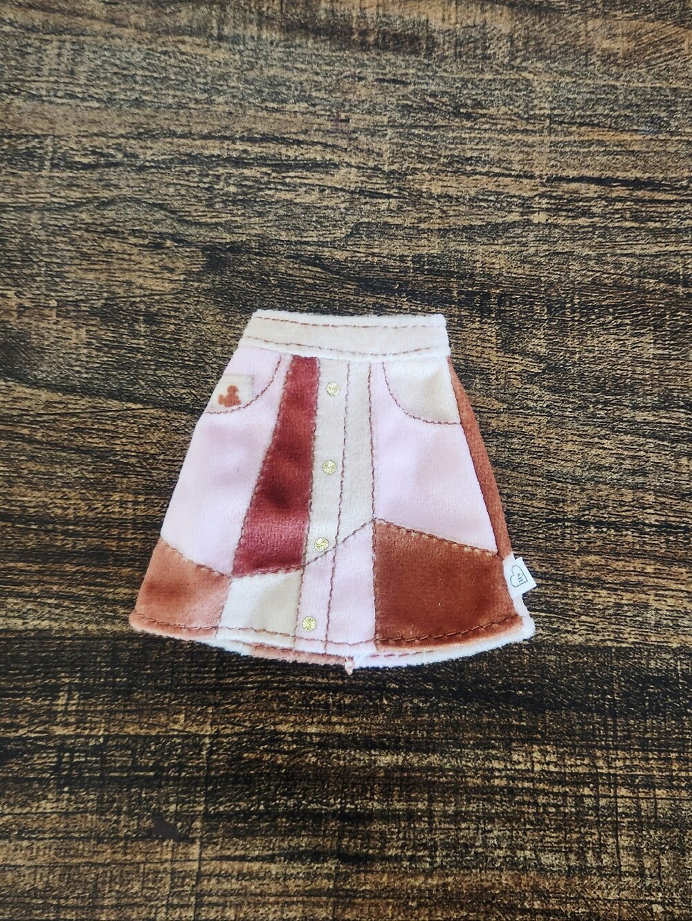 Disney Ily Forever Bambi Patchwork Pink & Rust Velvet Doll Skirt
